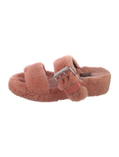 Pre-owned Ugg Shearling Slides In Pink