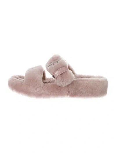 Pre-owned Ugg Shearling Slides In Pink