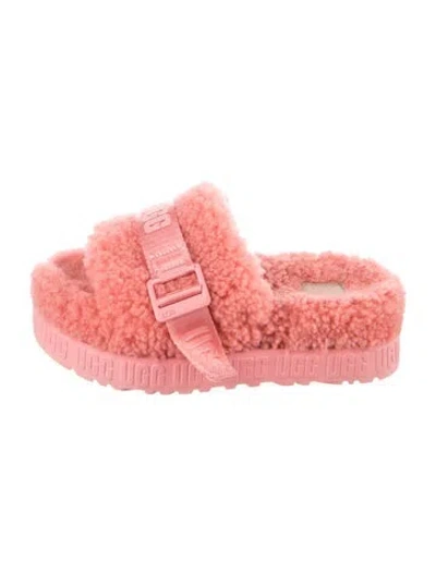 Pre-owned Ugg Shearling Slides In Pink