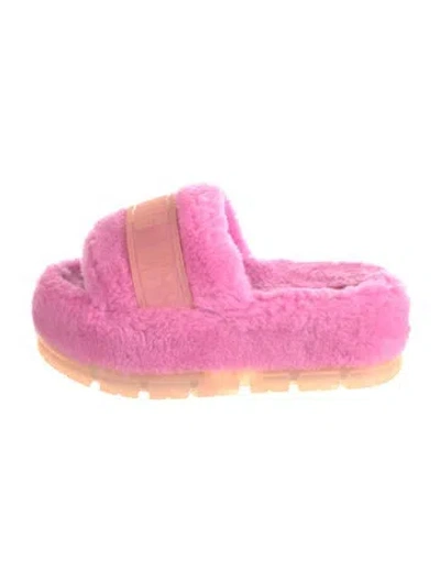 Pre-owned Ugg Shearling Slides In Pink