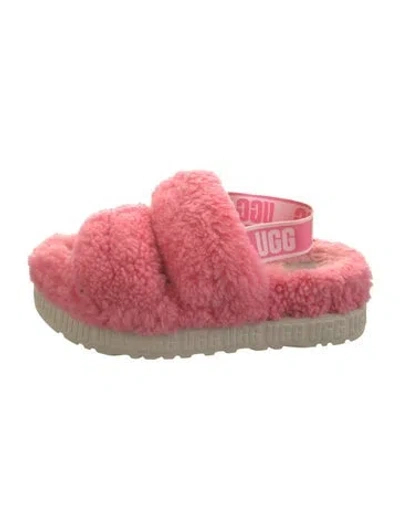 Pre-owned Ugg Shearling Slides In Pink