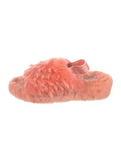 Pre-owned Ugg Shearling Slides In Pink