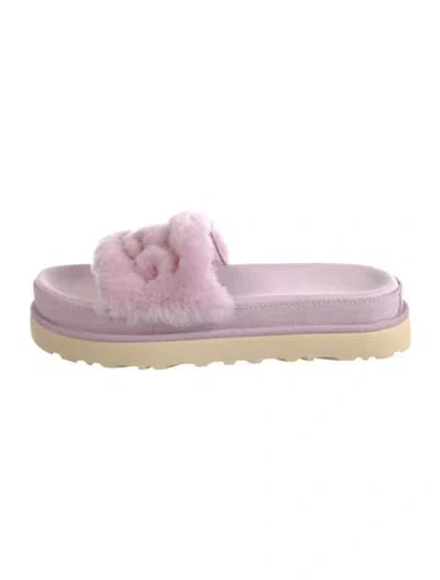 Pre-owned Ugg Shearling Slides In Purple