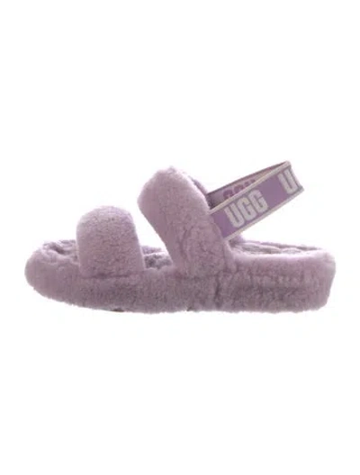 Pre-owned Ugg Shearling Slides In Purple
