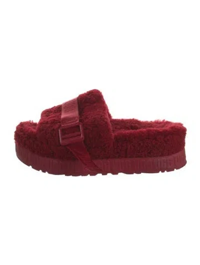 Pre-owned Ugg Shearling Slides In Red