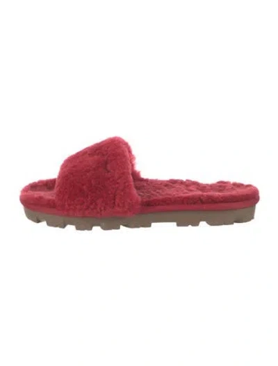 Pre-owned Ugg Shearling Slides In Red