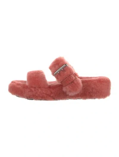 Pre-owned Ugg Shearling Slides In Red