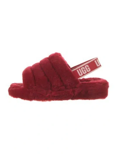Pre-owned Ugg Shearling Slides In Red