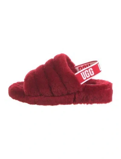 Pre-owned Ugg Shearling Slides In Red
