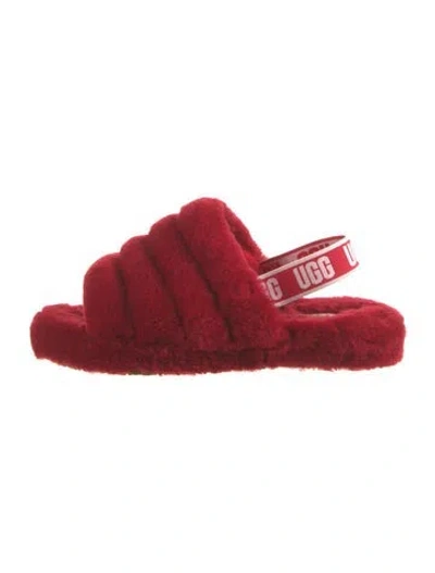 Pre-owned Ugg Shearling Slides In Red