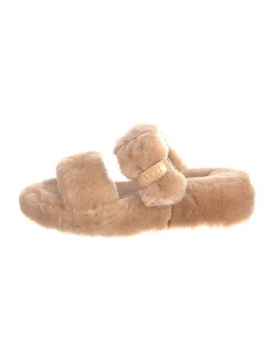 Pre-owned Ugg Shearling Slides In White
