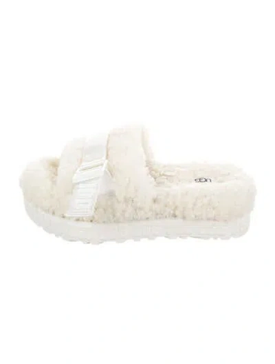 Pre-owned Ugg Shearling Slides In White