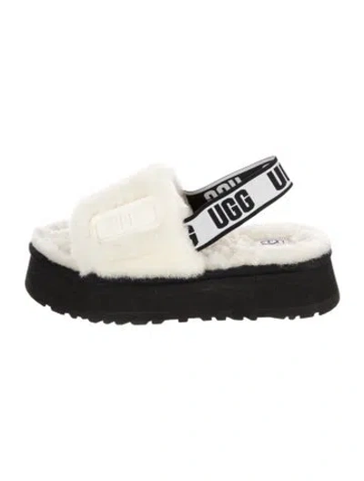 Pre-owned Ugg Shearling Slides In White