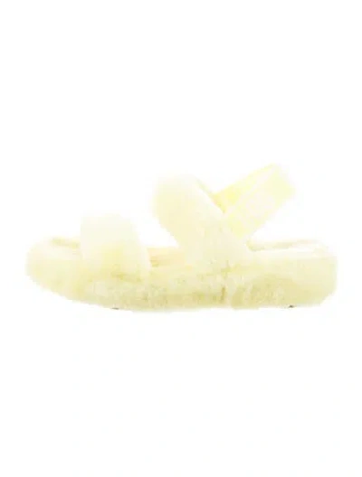 Pre-owned Ugg Shearling Slides In Yellow