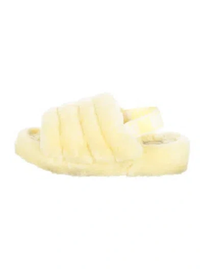 Pre-owned Ugg Shearling Slides In Yellow