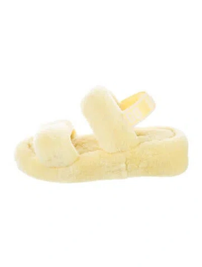 Pre-owned Ugg Shearling Slides In Yellow
