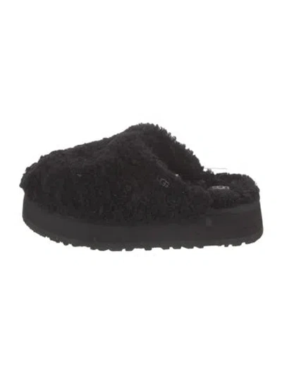 Pre-owned Ugg Shearling Slingback Flats In Black