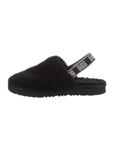 Pre-owned Ugg Shearling Slingback Flats In Black