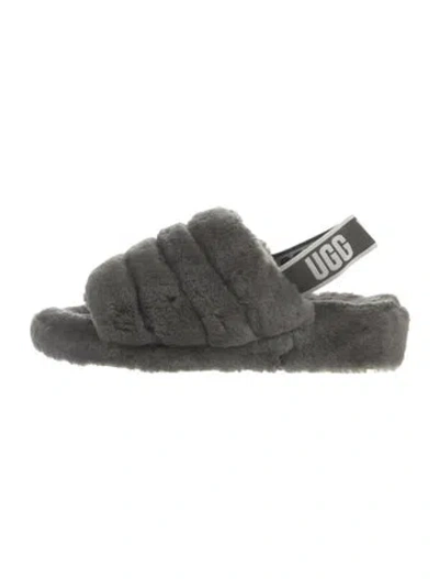 Pre-owned Ugg Shearling Slingback Flats In Gray