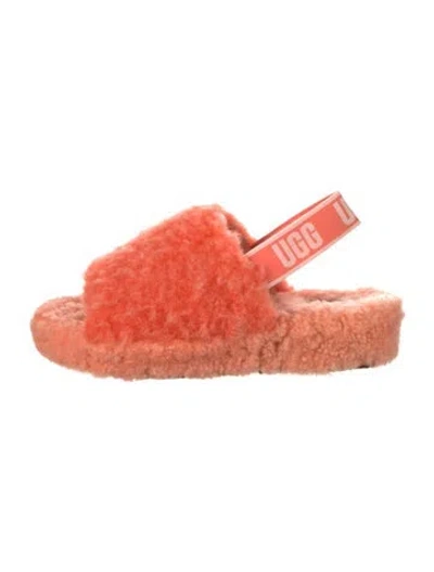 Pre-owned Ugg Shearling Slingback Flats In Orange