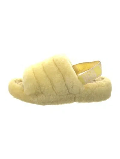 Pre-owned Ugg Shearling Slingback Flats In Yellow