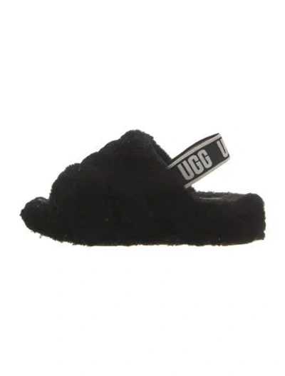 Pre-owned Ugg Shearling Slingback Sandals In Black