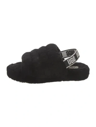 Pre-owned Ugg Shearling Slingback Sandals In Black