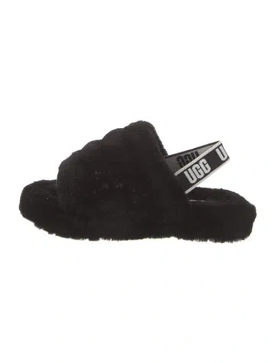 Pre-owned Ugg Shearling Slingback Sandals In Black