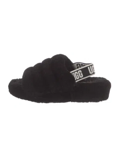 Pre-owned Ugg Shearling Slingback Sandals In Black