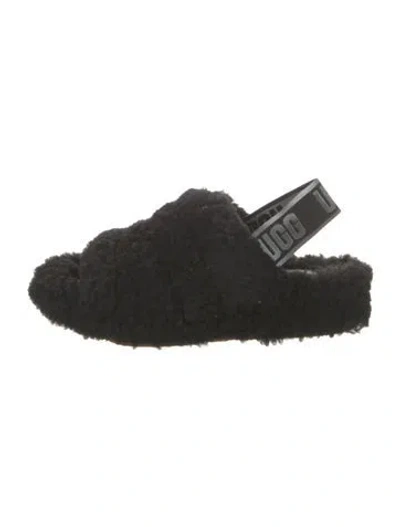 Pre-owned Ugg Shearling Slingback Sandals In Black