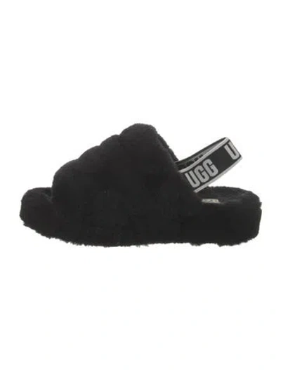Pre-owned Ugg Shearling Slingback Sandals In Black