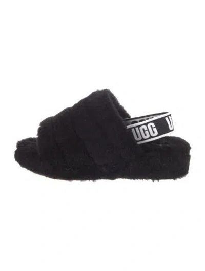 Pre-owned Ugg Shearling Slingback Sandals In Black