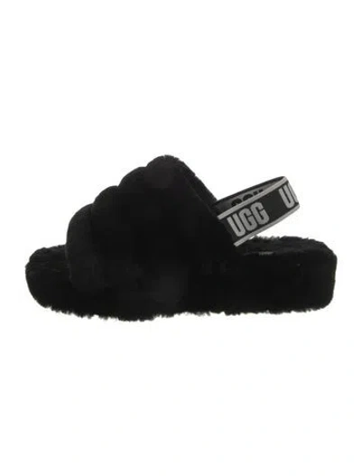 Pre-owned Ugg Shearling Slingback Sandals In Black