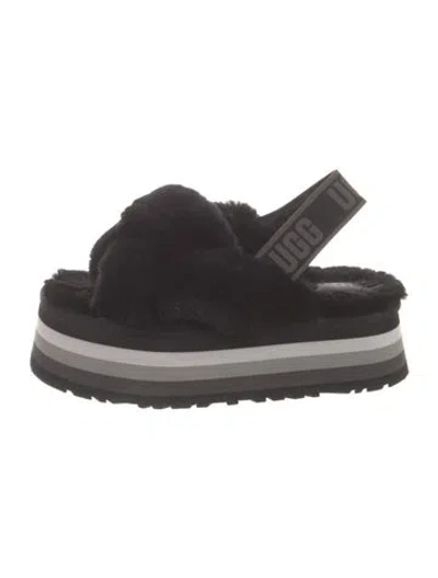 Pre-owned Ugg Shearling Slingback Sandals In Black