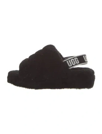 Pre-owned Ugg Shearling Slingback Sandals In Black