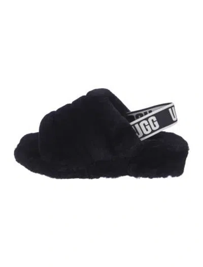 Pre-owned Ugg Shearling Slingback Sandals In Black