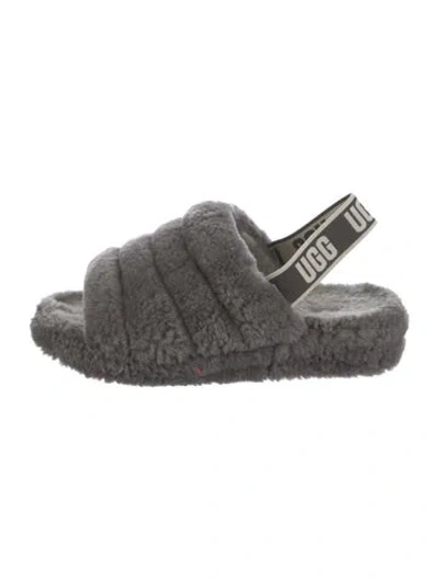 Pre-owned Ugg Shearling Slingback Sandals In Gray