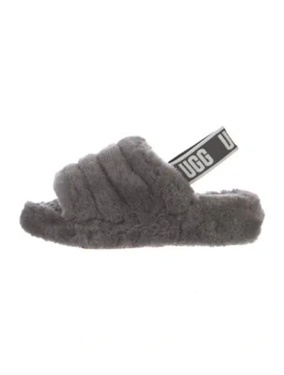 Pre-owned Ugg Shearling Slingback Sandals In Gray