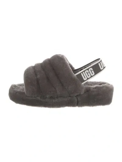 Pre-owned Ugg Shearling Slingback Sandals In Green