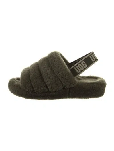 Pre-owned Ugg Shearling Slingback Sandals In Green