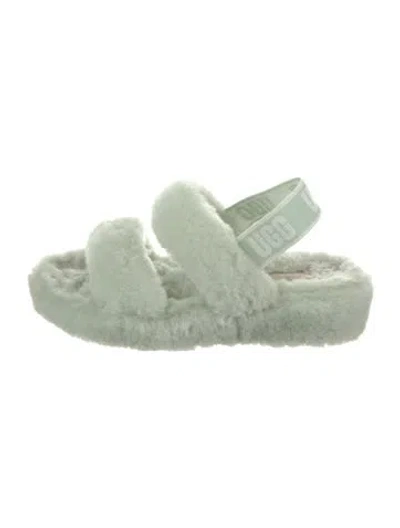 Pre-owned Ugg Shearling Slingback Sandals In Green