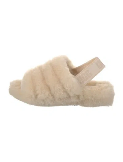 Pre-owned Ugg Shearling Slingback Sandals In Neutral