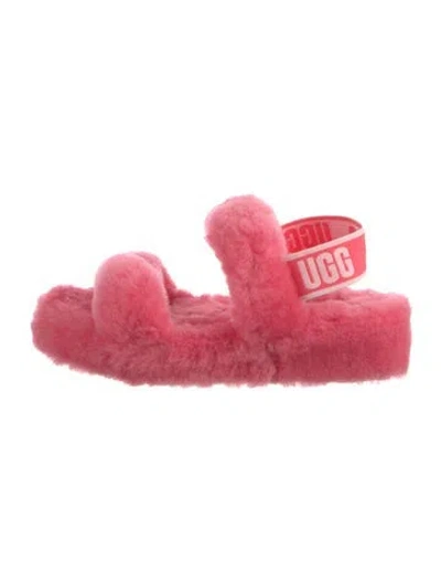 Pre-owned Ugg Shearling Slingback Sandals In Pink
