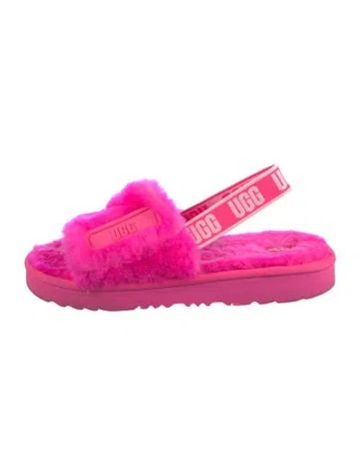 Pre-owned Ugg Shearling Slingback Sandals In Pink