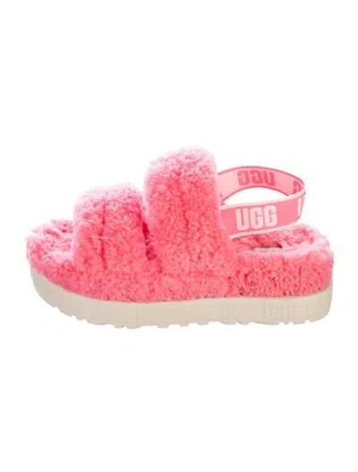 Pre-owned Ugg Shearling Slingback Sandals In Pink