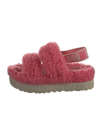 Pre-owned Ugg Shearling Slingback Sandals In Pink