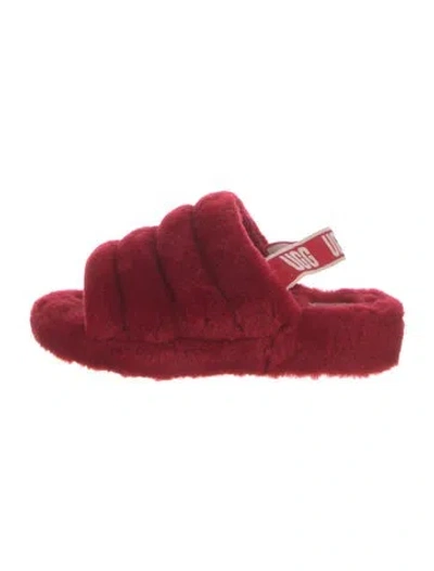 Pre-owned Ugg Shearling Slingback Sandals In Red