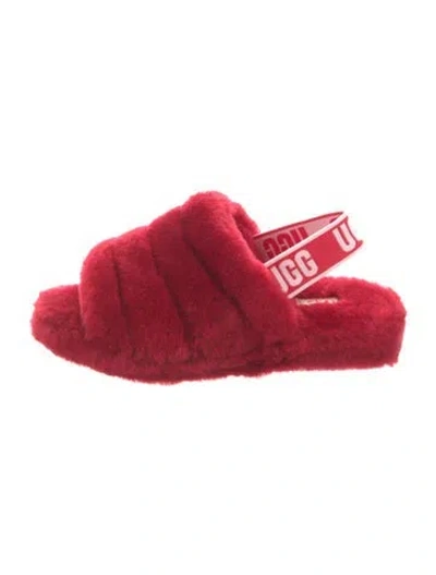 Pre-owned Ugg Shearling Slingback Sandals In Red