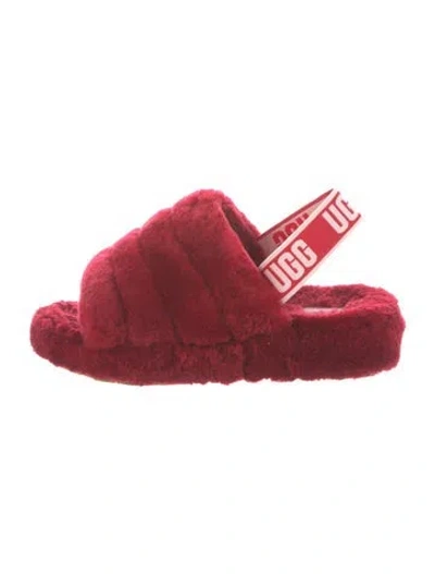 Pre-owned Ugg Shearling Slingback Sandals In Red