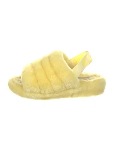 Pre-owned Ugg Shearling Slingback Sandals In Yellow